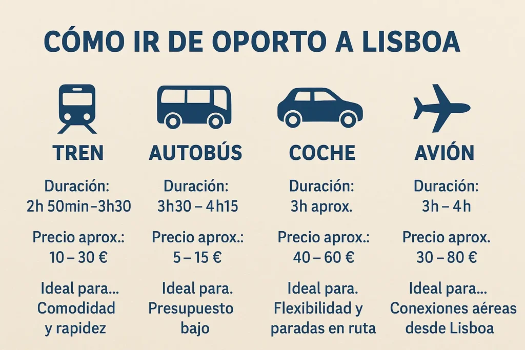 como ir de oporto a lisboa